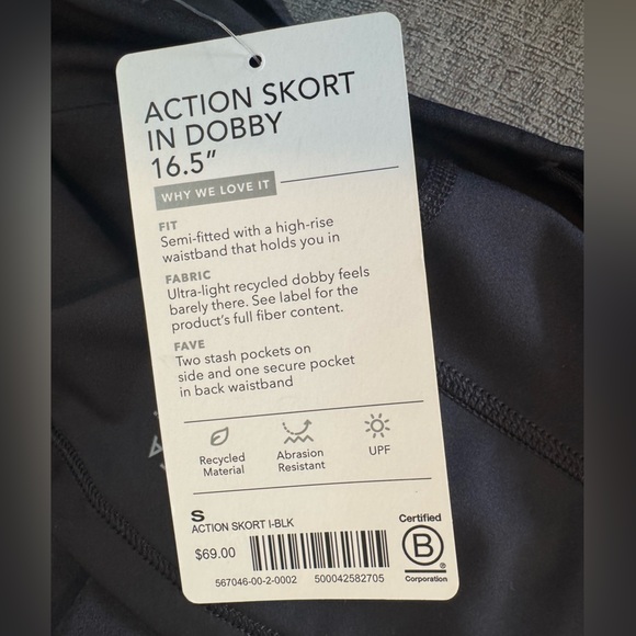 NWT ATHLETA Black “Action Skort in Dobby 16.5”” - Picture 8 of 8